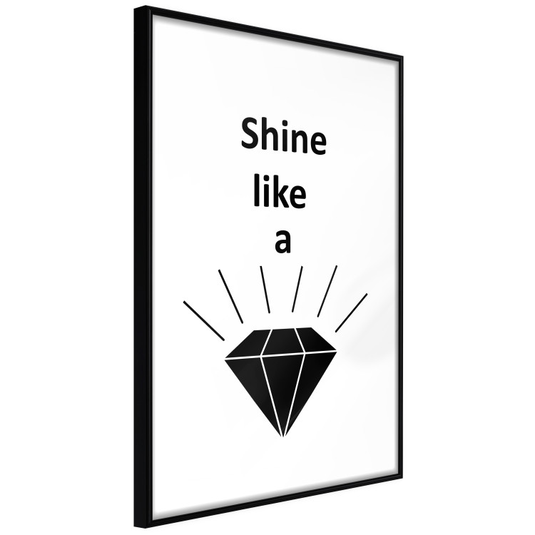 Poster Shine like a Diamond - black and white diamond with English text 125097 additionalImage 11