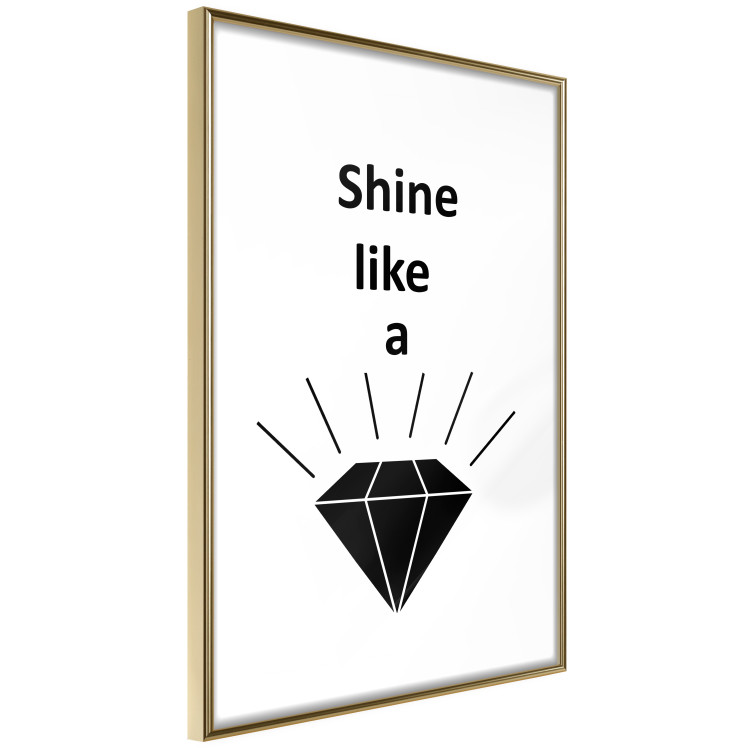 Poster Shine like a Diamond - black and white diamond with English text 125097 additionalImage 6