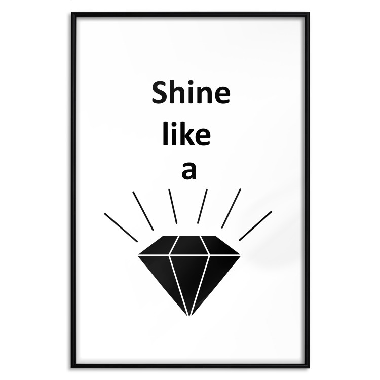 Poster Shine like a Diamond - black and white diamond with English text 125097 additionalImage 15