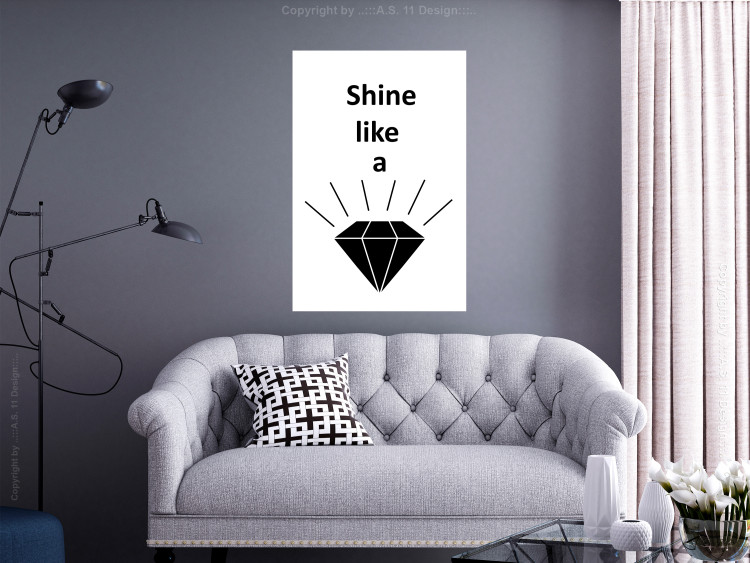 Poster Shine like a Diamond - black and white diamond with English text 125097 additionalImage 17