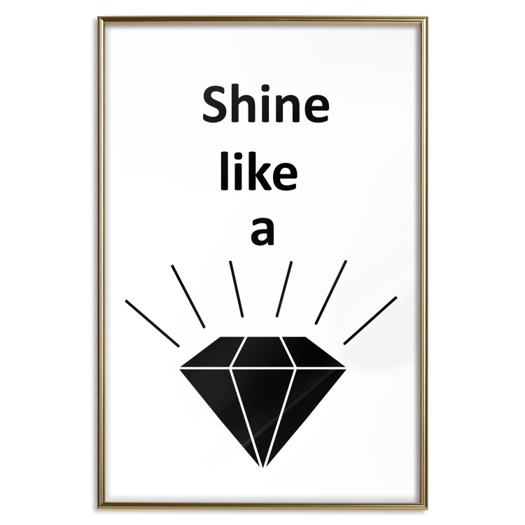 Poster Shine like a Diamond - black and white diamond with English text 125097 additionalImage 16