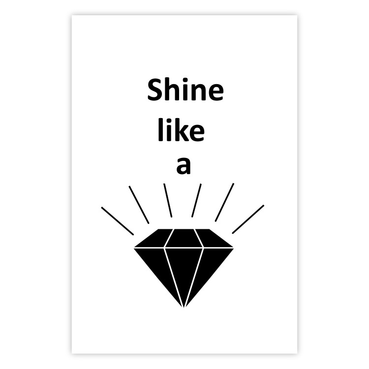Poster Shine like a Diamond - black and white diamond with English text 125097 additionalImage 19