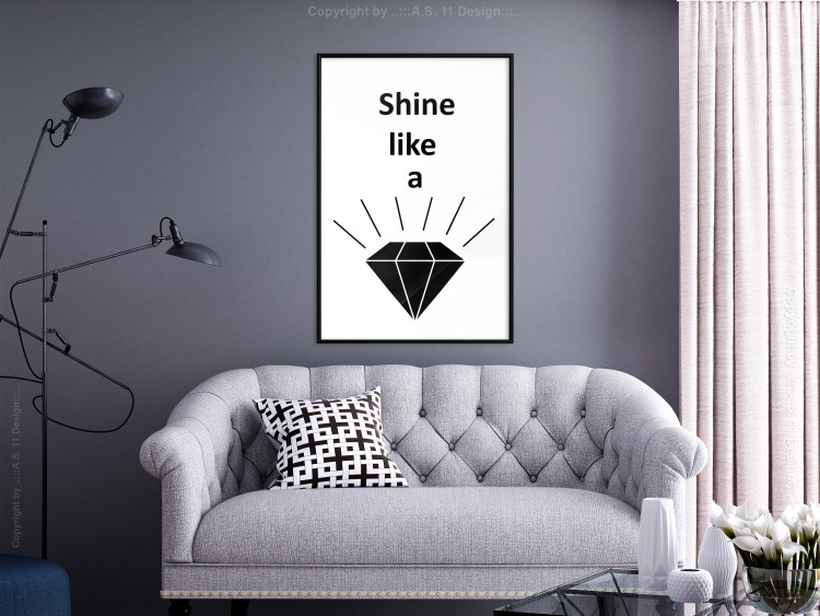 Poster Shine like a Diamond - black and white diamond with English text 125097 additionalImage 3