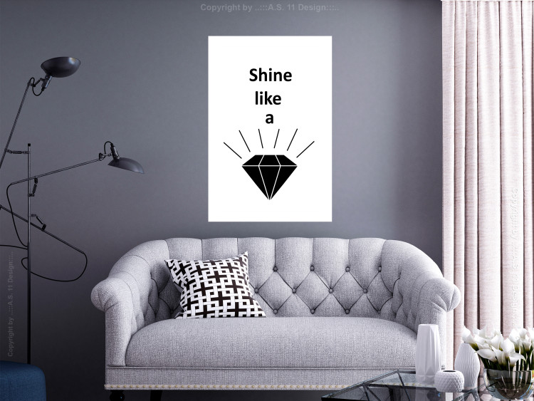 Poster Shine like a Diamond - black and white diamond with English text 125097 additionalImage 2