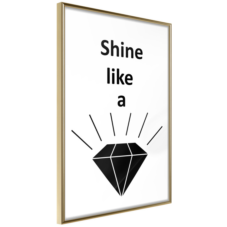 Poster Shine like a Diamond - black and white diamond with English text 125097 additionalImage 12