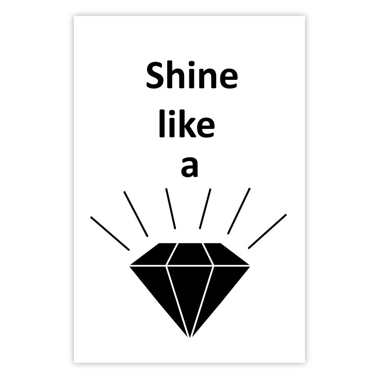Poster Shine like a Diamond - black and white diamond with English text 125097