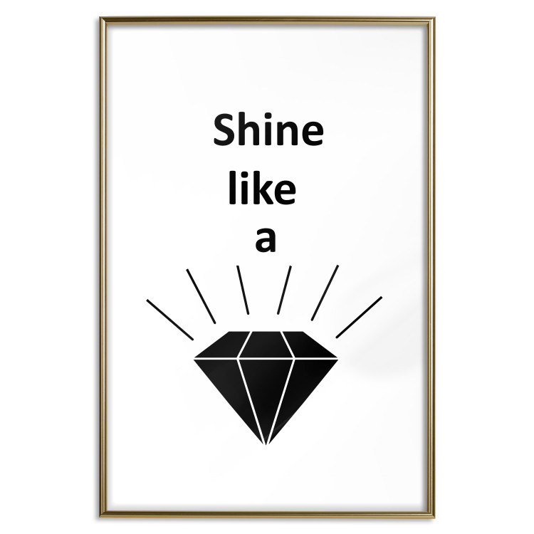 Poster Shine like a Diamond - black and white diamond with English text 125097 additionalImage 14