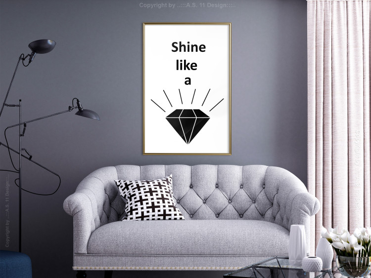 Poster Shine like a Diamond - black and white diamond with English text 125097 additionalImage 5