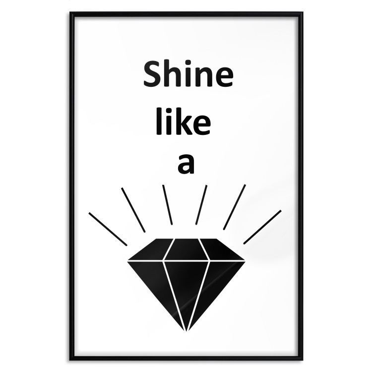Poster Shine like a Diamond - black and white diamond with English text 125097 additionalImage 18