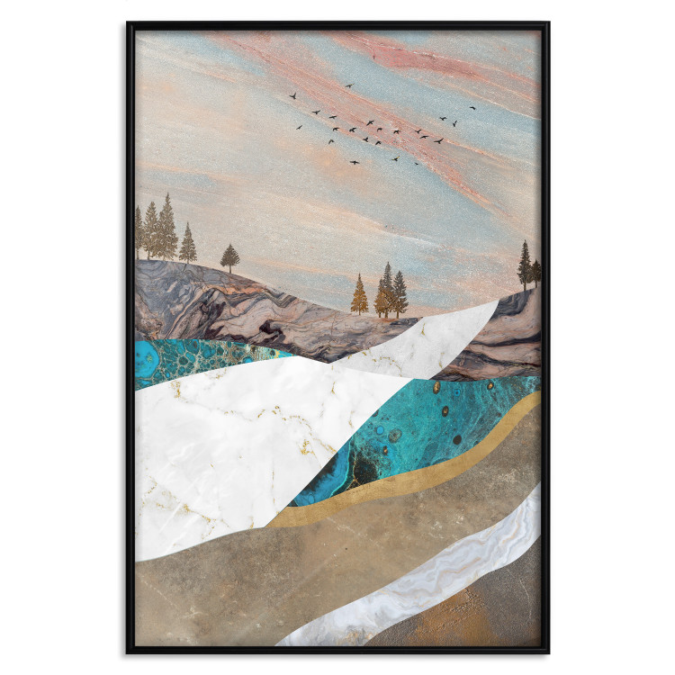 Wall Poster Mountains and Valleys - abstract landscape of a white path against the sky 125897 additionalImage 24