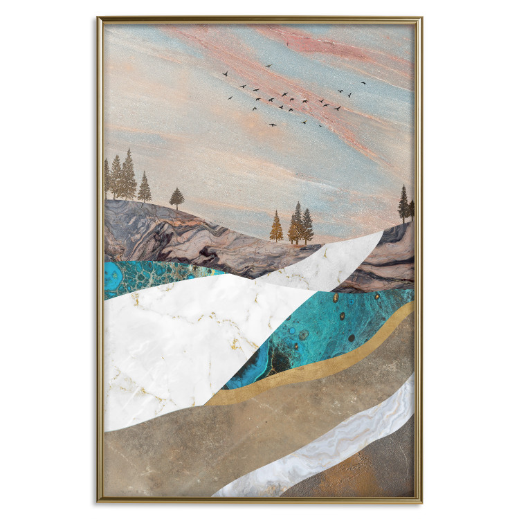 Wall Poster Mountains and Valleys - abstract landscape of a white path against the sky 125897 additionalImage 20