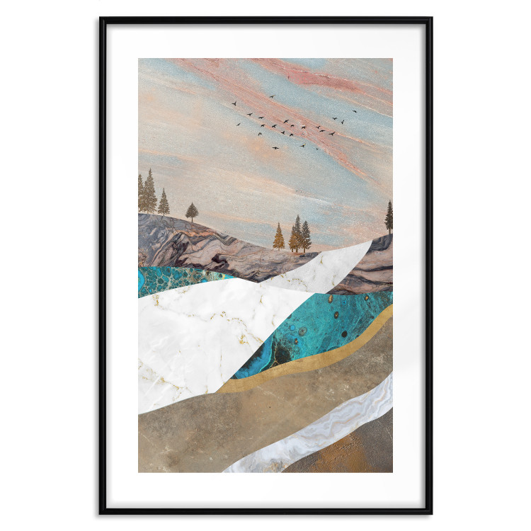 Wall Poster Mountains and Valleys - abstract landscape of a white path against the sky 125897 additionalImage 17