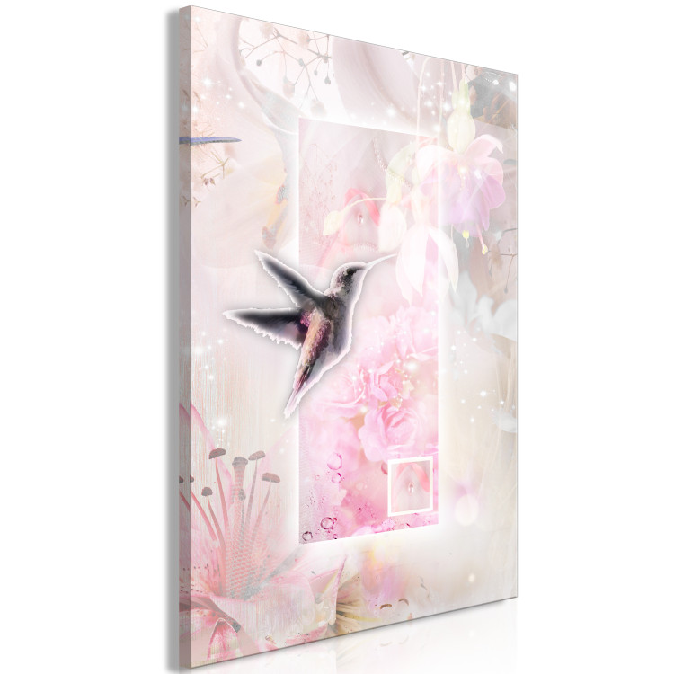 Canvas Print Hummingbird sipping nectar - abstraction with peonies and lilies 126197 additionalImage 2