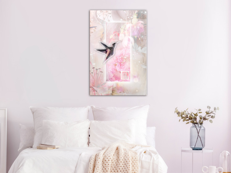 Canvas Print Hummingbird sipping nectar - abstraction with peonies and lilies 126197 additionalImage 3