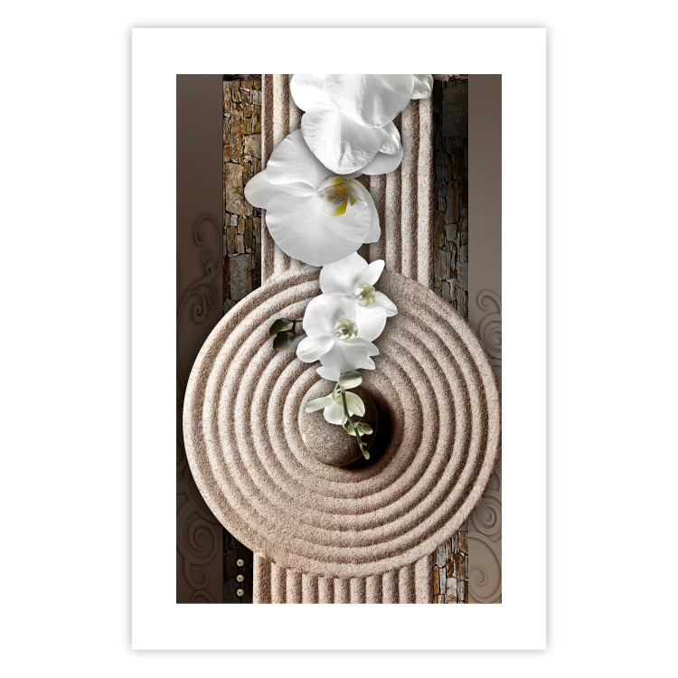 Poster My Respite - oriental stone and white flowers in a zen motif 127397 additionalImage 19