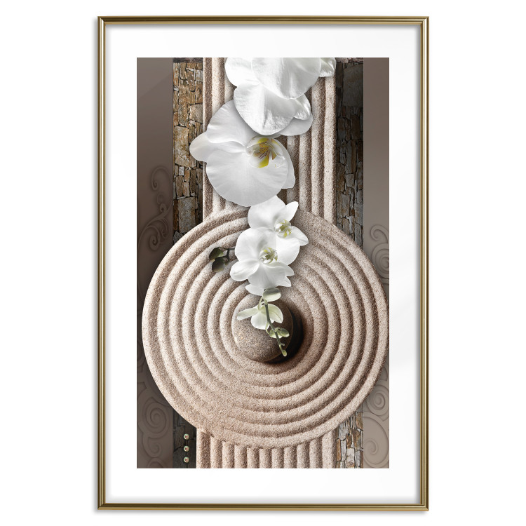 Poster My Respite - oriental stone and white flowers in a zen motif 127397 additionalImage 14