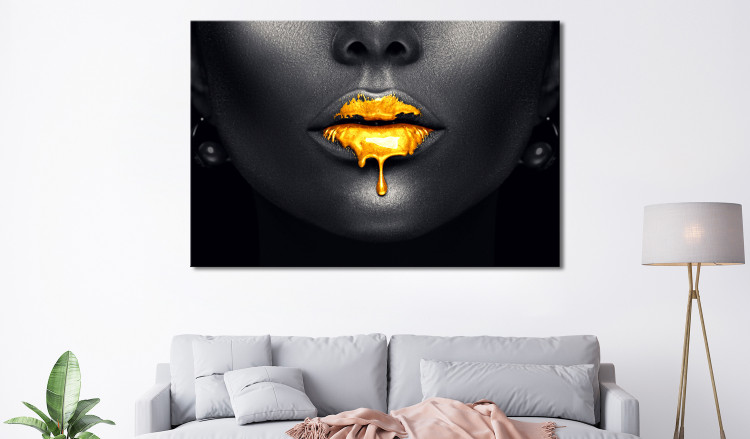 Large canvas print Gold Lips [Large Format] 128497 additionalImage 5