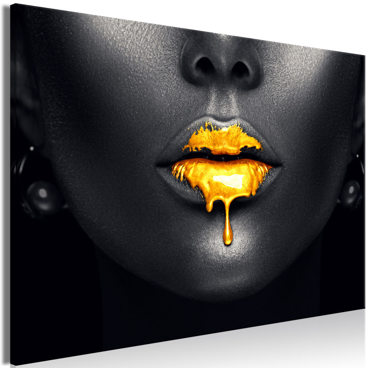 Large canvas print Gold Lips [Large Format] 128497 additionalImage 2