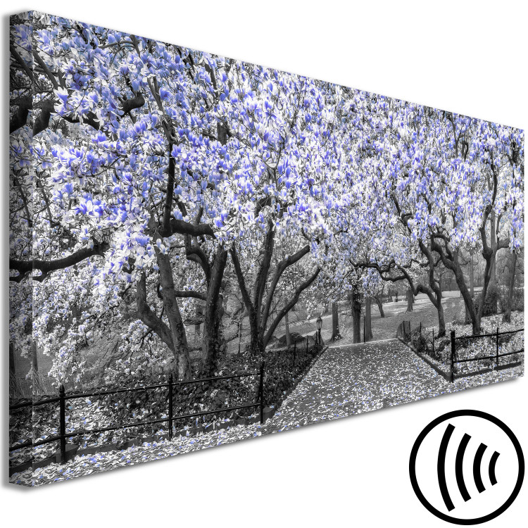 Canvas Art Print Blooming Magnolias - horizontal composition of violet shaded magnolia 128797 additionalImage 6