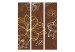 Room Separator Autumnal Flora (3-piece) - brown background and delicate flower drawings 128997 additionalThumb 3