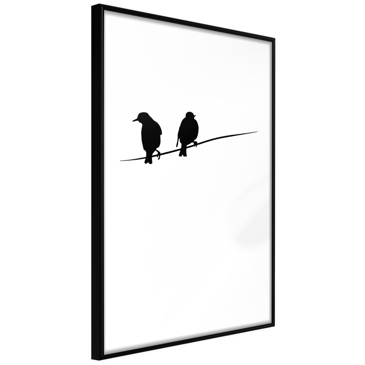 Poster Bird Chatter - birds sitting on wires on plain white background 129597 additionalImage 6