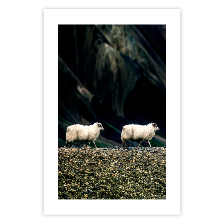 Poster Follow Me! - landscape of walking animals against a blurred green background 130297 additionalImage 19