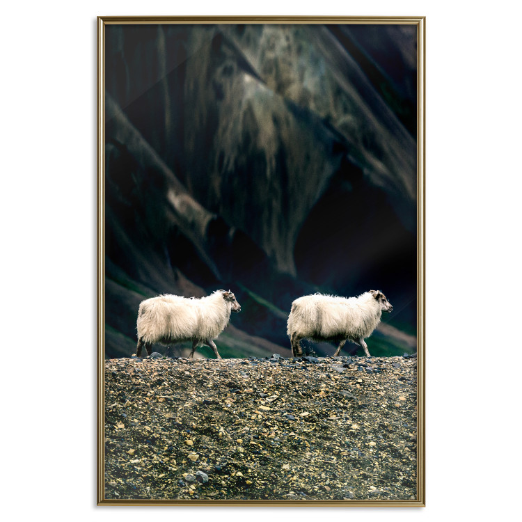 Poster Follow Me! - landscape of walking animals against a blurred green background 130297 additionalImage 17