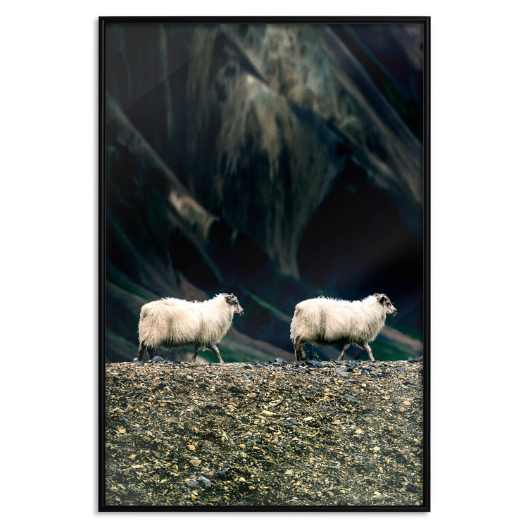Poster Follow Me! - landscape of walking animals against a blurred green background 130297 additionalImage 16