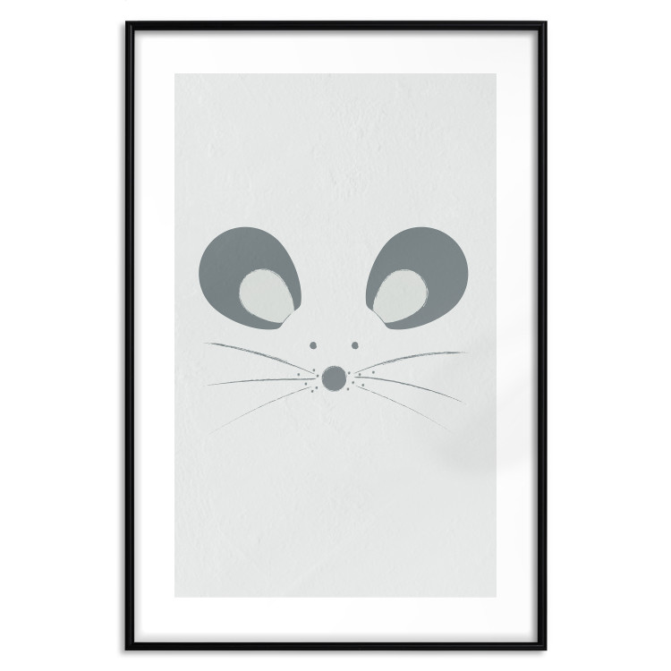 Poster Curious Mouse - animal with a funny face on a solid gray background 130697 additionalImage 15