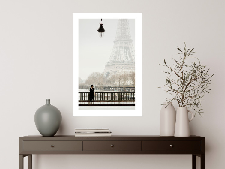 Wall Poster Space of Quiet Moments - woman against the backdrop of the Eiffel Tower in Paris 132297 additionalImage 3