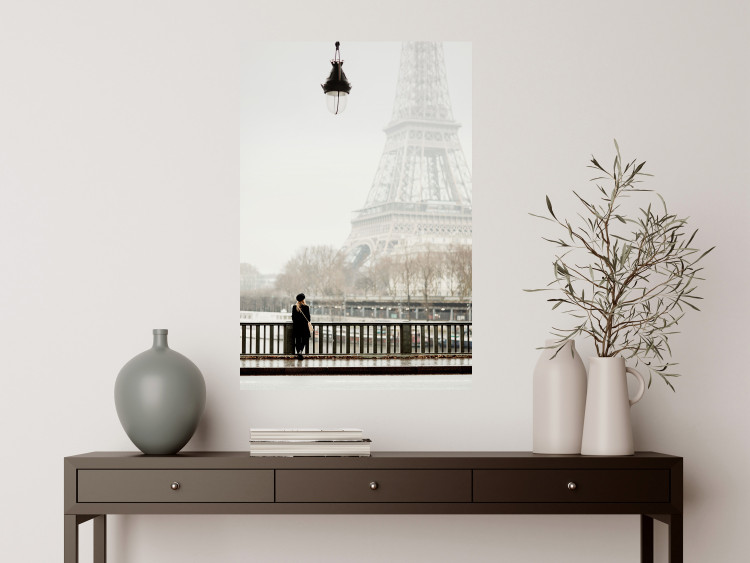 Wall Poster Space of Quiet Moments - woman against the backdrop of the Eiffel Tower in Paris 132297 additionalImage 2