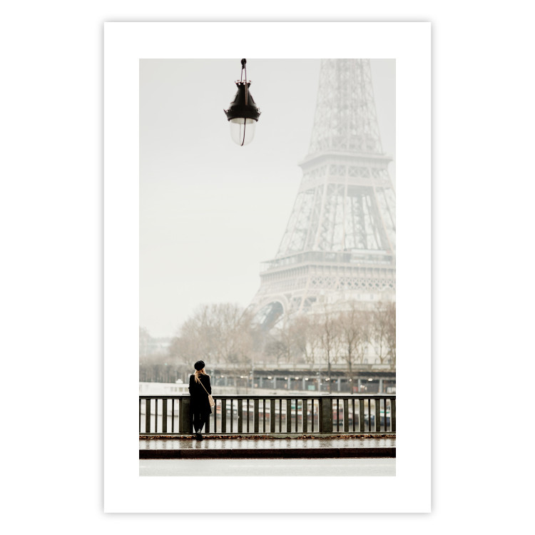 Wall Poster Space of Quiet Moments - woman against the backdrop of the Eiffel Tower in Paris 132297 additionalImage 25