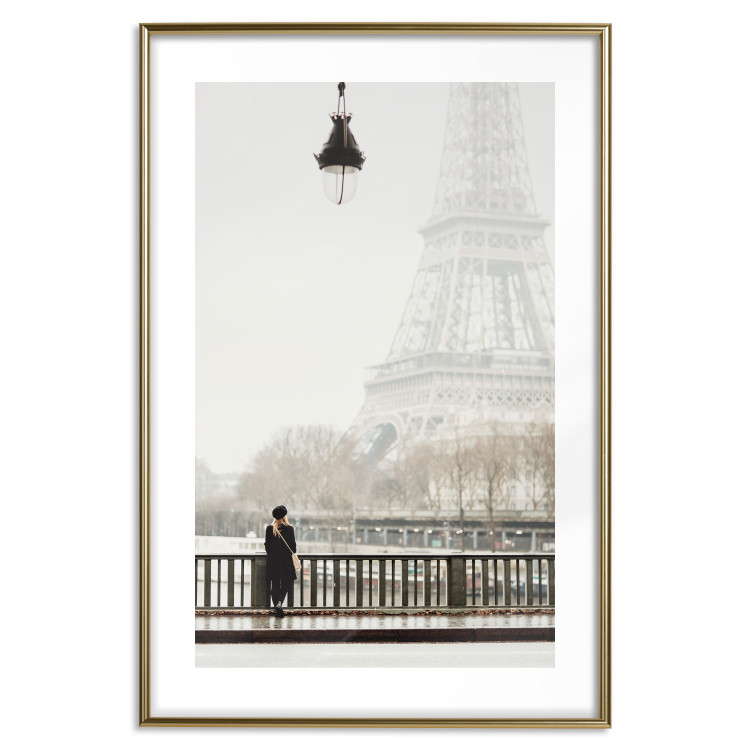 Wall Poster Space of Quiet Moments - woman against the backdrop of the Eiffel Tower in Paris 132297 additionalImage 14