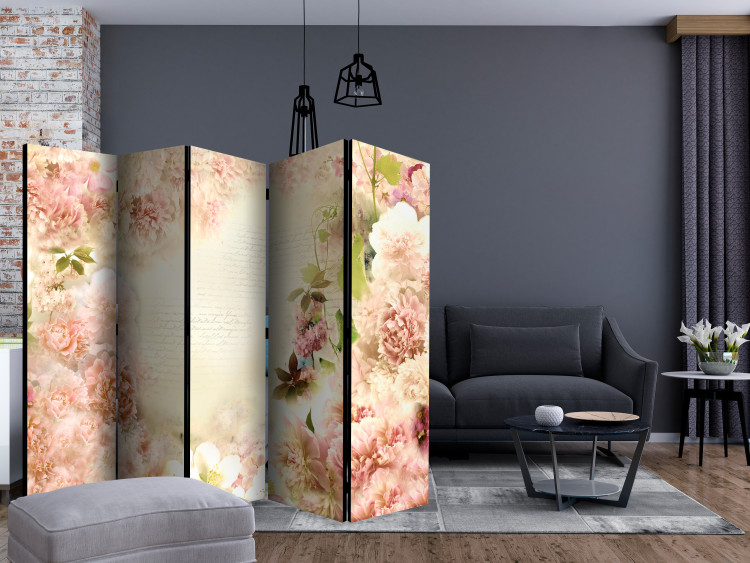 Room Divider Screen Spring Scent II (5-piece) - romantic collage in roses and inscriptions 132697 additionalImage 4