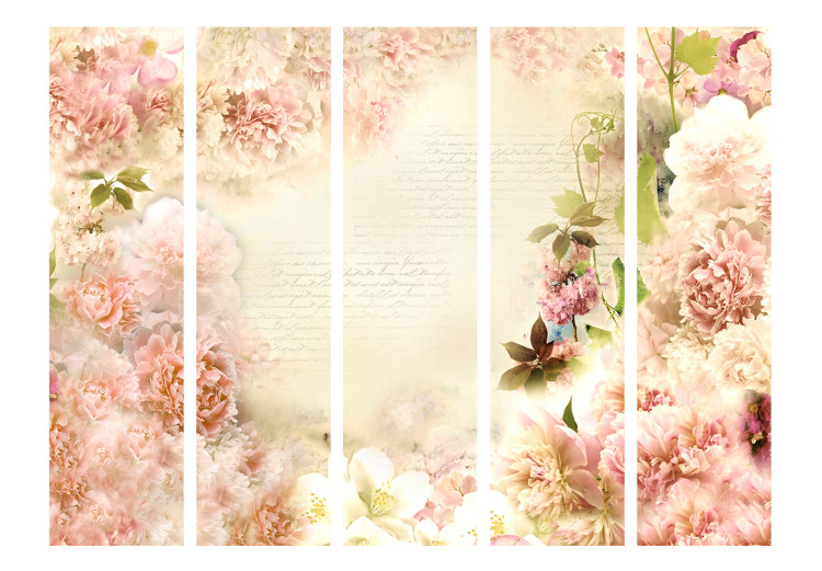 Room Divider Screen Spring Scent II (5-piece) - romantic collage in roses and inscriptions 132697 additionalImage 3