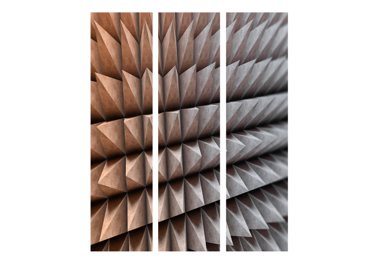 Folding Screen Steel Defense (3-piece) - unique 3D geometric composition 132897 additionalImage 3