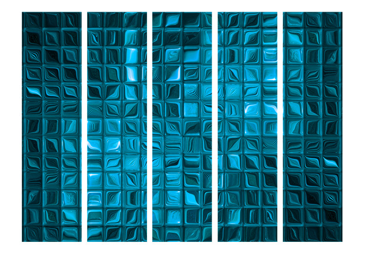 Room Divider Screen Azure Mosaic II (5-piece) - elegant blue composition 133197 additionalImage 3