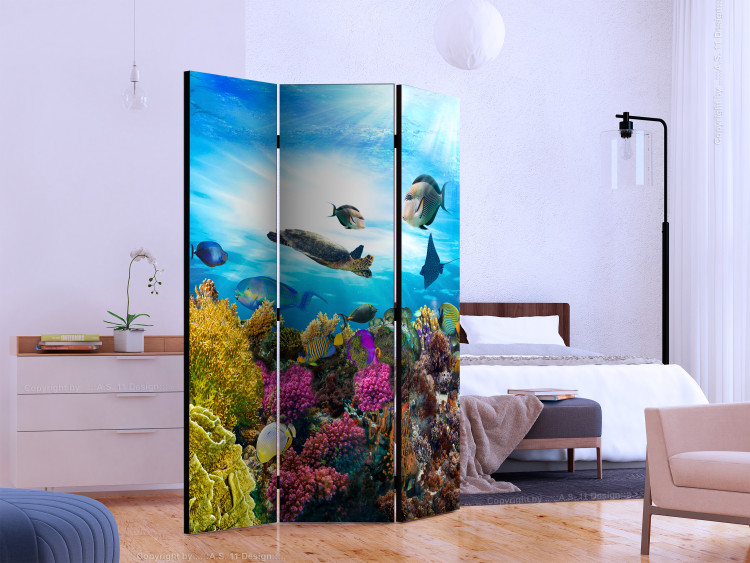 Room Separator Colorful Reef (3-piece) - fish and marine plants against an ocean backdrop 133397 additionalImage 2