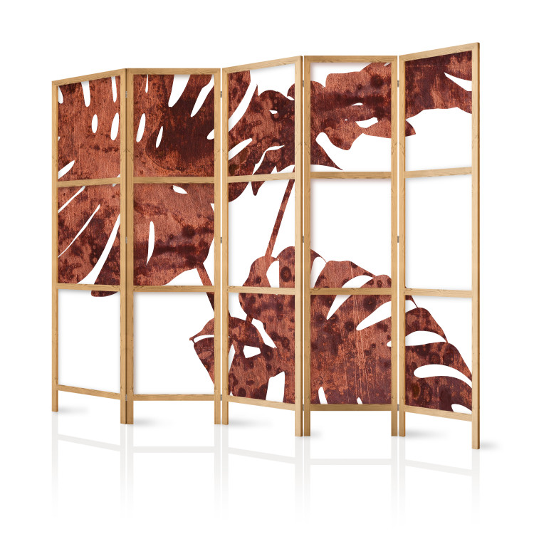 Room Divider Screen Exquisite Monstera II (5-piece) - rusty leaves of a tropical plant 134297 additionalImage 5