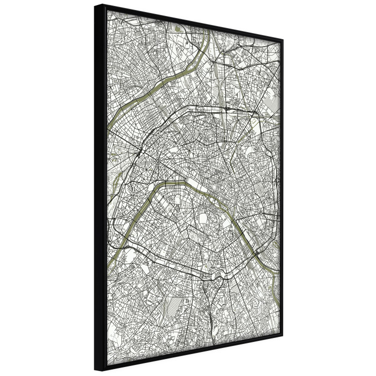 Poster Parisian Mosaic - black and white map of a large city depicted from a bird's-eye view 135097 additionalImage 11