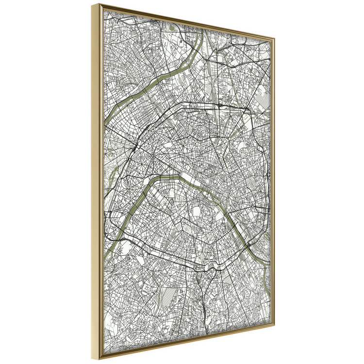Poster Parisian Mosaic - black and white map of a large city depicted from a bird's-eye view 135097 additionalImage 14
