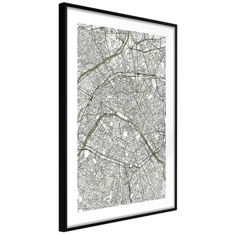 Poster Parisian Mosaic - black and white map of a large city depicted from a bird's-eye view 135097 additionalImage 8