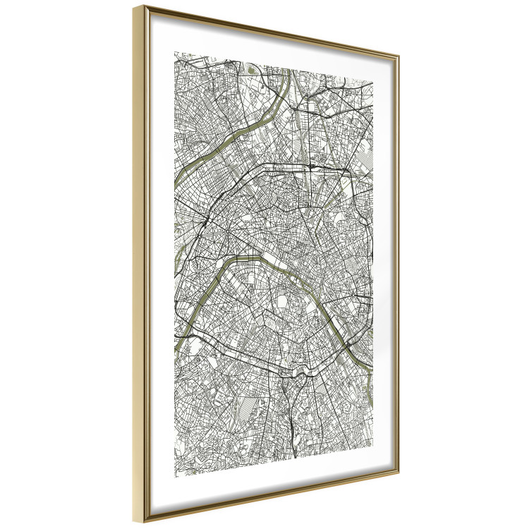 Poster Parisian Mosaic - black and white map of a large city depicted from a bird's-eye view 135097 additionalImage 7