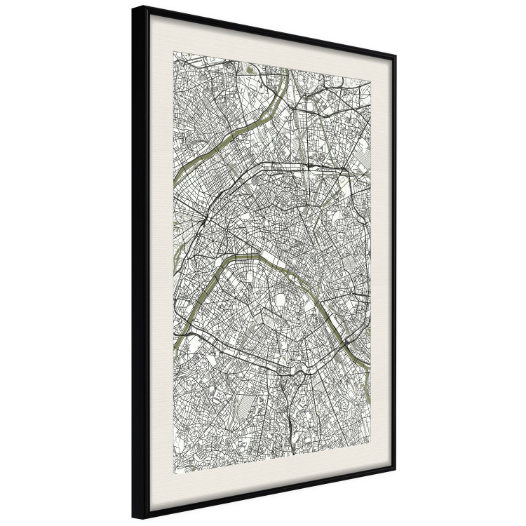 Poster Parisian Mosaic - black and white map of a large city depicted from a bird's-eye view 135097 additionalImage 2
