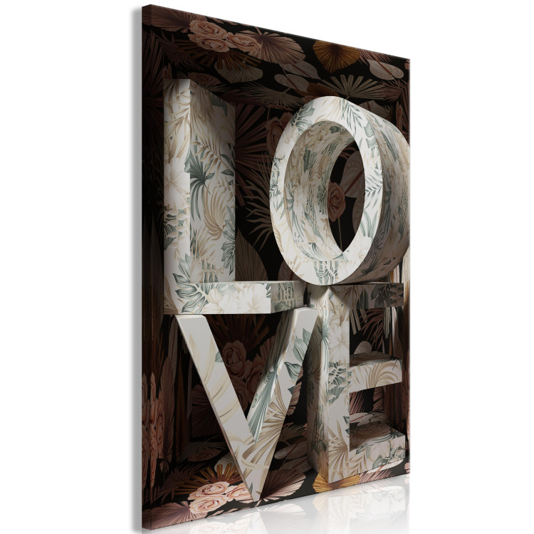 Canvas Art Print Love in the letters - inscription LOVE covered with floral motifs 135397 additionalImage 2