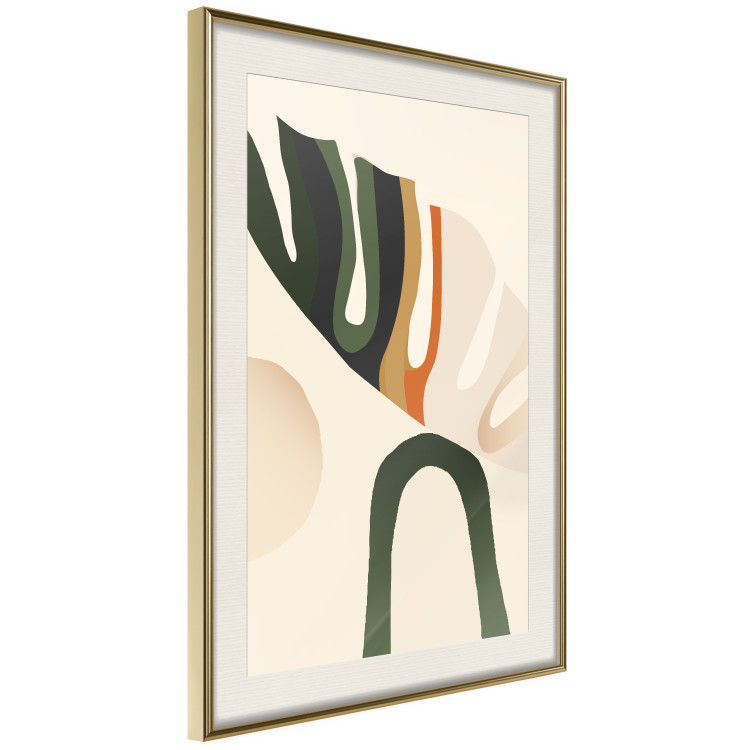 Poster My Dream - simple boho-style abstraction with a leaf in warm colors 137497 additionalImage 5