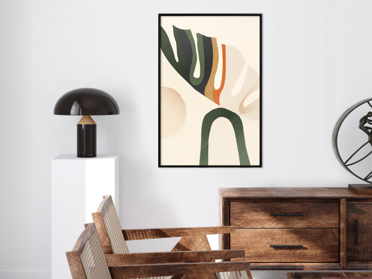 Poster My Dream - simple boho-style abstraction with a leaf in warm colors 137497 additionalImage 6
