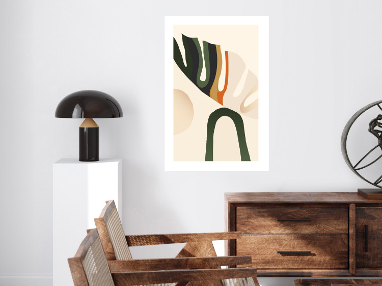 Poster My Dream - simple boho-style abstraction with a leaf in warm colors 137497 additionalImage 4