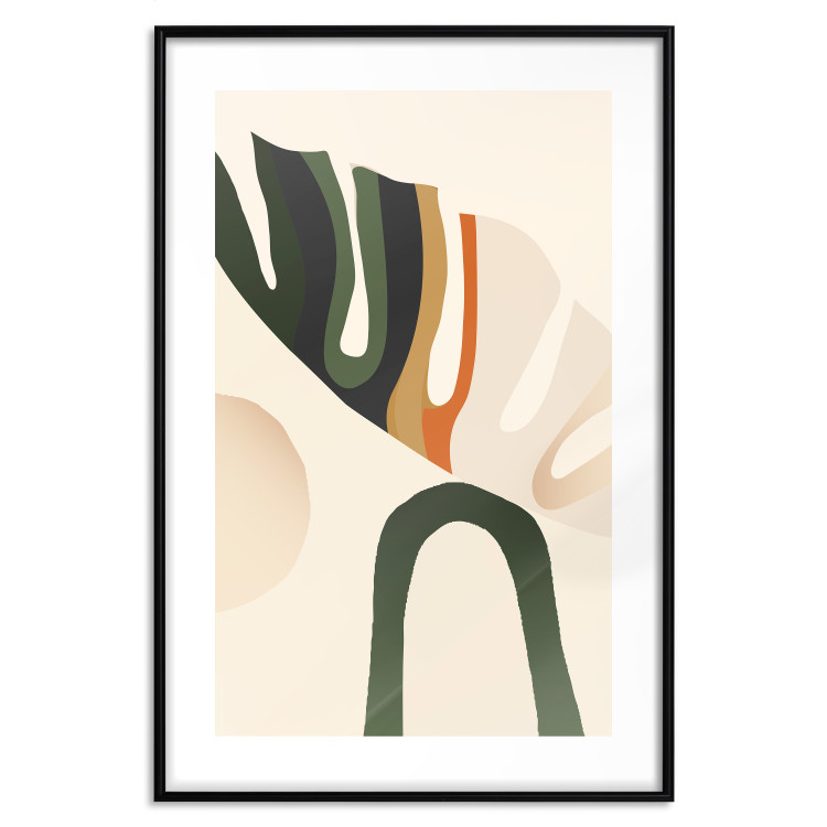 Poster My Dream - simple boho-style abstraction with a leaf in warm colors 137497 additionalImage 17