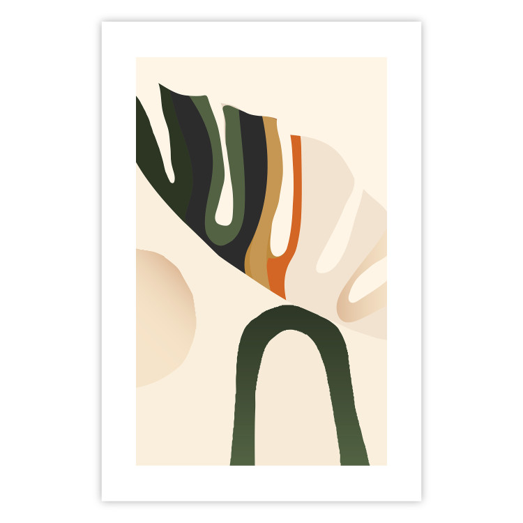 Poster My Dream - simple boho-style abstraction with a leaf in warm colors 137497 additionalImage 16